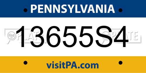 13655S4 Pennsylvania License Plate