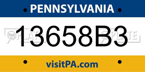 13658B3 Pennsylvania License Plate