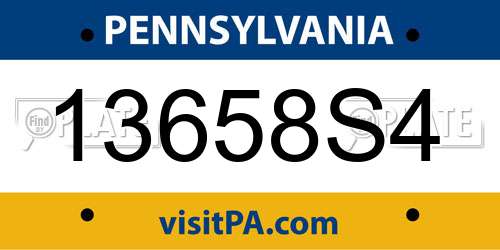 13658S4 Pennsylvania License Plate