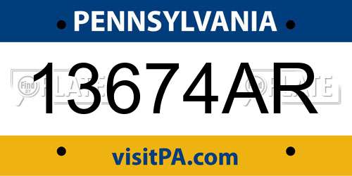 13674AR Pennsylvania License Plate