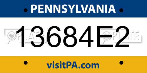 13684E2 Pennsylvania License Plate