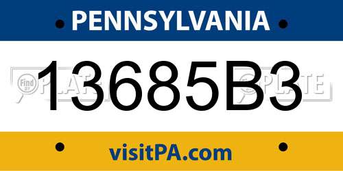 13685B3 Pennsylvania License Plate