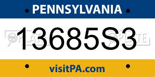 13685S3 Pennsylvania License Plate