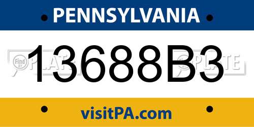 13688B3 Pennsylvania License Plate