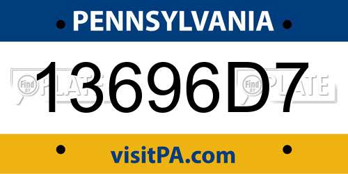 13696D7 Pennsylvania License Plate