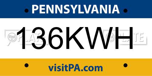 136KWH Pennsylvania License Plate