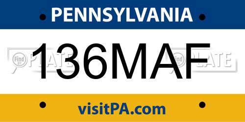 136MAF Pennsylvania License Plate
