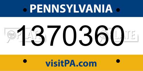 1370360 Pennsylvania License Plate