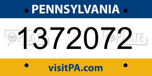 1372072 Pennsylvania License Plate