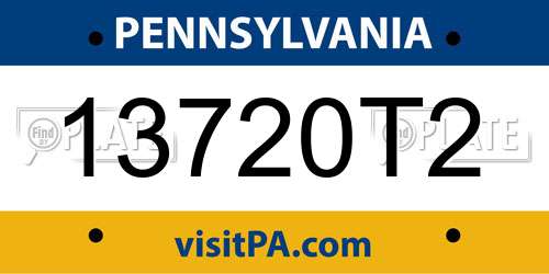 13720T2 Pennsylvania License Plate