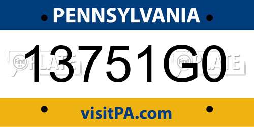 13751G0 Pennsylvania License Plate