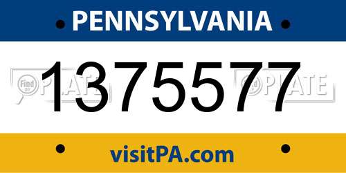 1375577 Pennsylvania License Plate