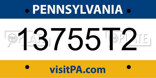 13755T2 Pennsylvania License Plate