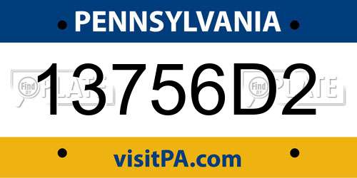 13756D2 Pennsylvania License Plate