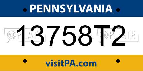 13758T2 Pennsylvania License Plate