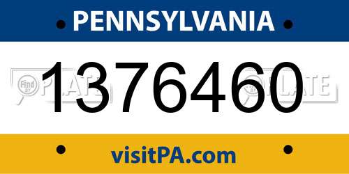 1376460 Pennsylvania License Plate