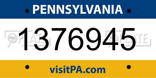1376945 Pennsylvania License Plate