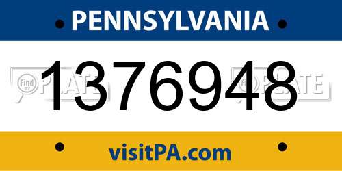 1376948 Pennsylvania License Plate
