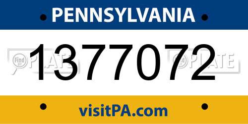 1377072 Pennsylvania License Plate
