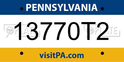 13770T2 Pennsylvania License Plate