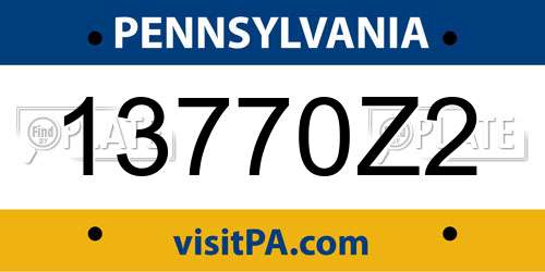 13770Z2 Pennsylvania License Plate