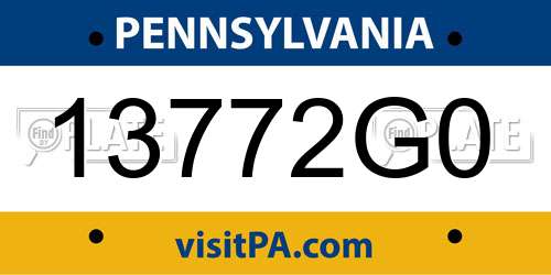 13772G0 Pennsylvania License Plate