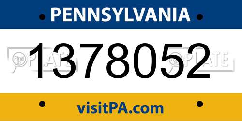 1378052 Pennsylvania License Plate