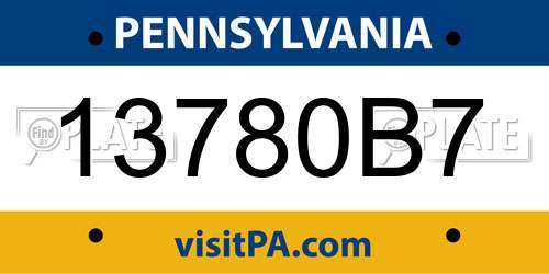 13780B7 Pennsylvania License Plate