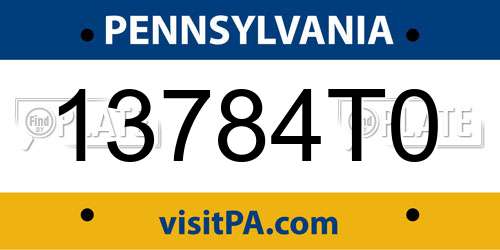 13784T0 Pennsylvania License Plate