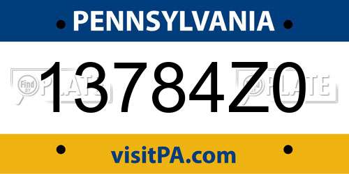 13784Z0 Pennsylvania License Plate