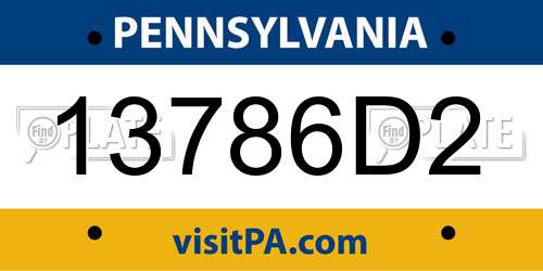 13786D2 Pennsylvania License Plate