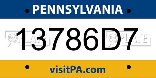 13786D7 Pennsylvania License Plate