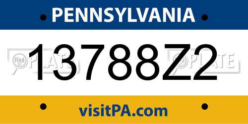 13788Z2 Pennsylvania License Plate