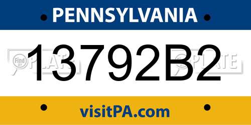 13792B2 Pennsylvania License Plate