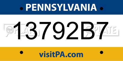13792B7 Pennsylvania License Plate