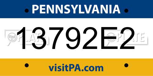 13792E2 Pennsylvania License Plate