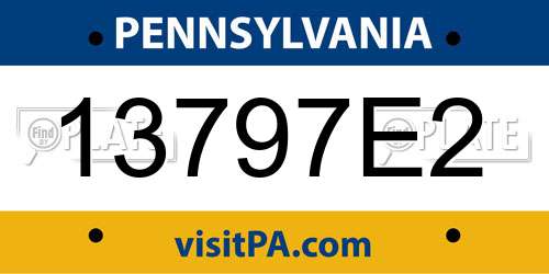 13797E2 Pennsylvania License Plate