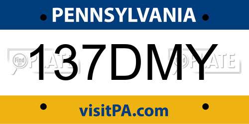 137DMY Pennsylvania License Plate