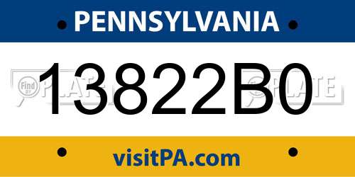 13822B0 Pennsylvania License Plate