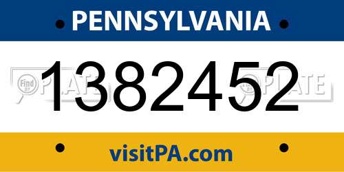 1382452 Pennsylvania License Plate