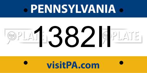 1382II Pennsylvania License Plate