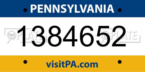 1384652 Pennsylvania License Plate