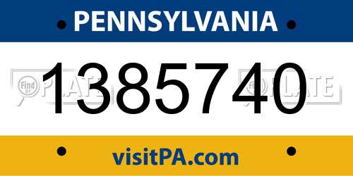 1385740 Pennsylvania License Plate