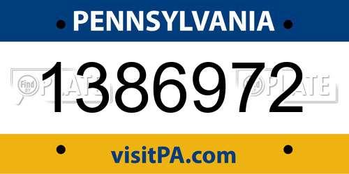 1386972 Pennsylvania License Plate