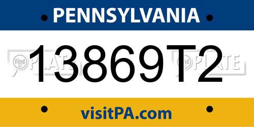 13869T2 Pennsylvania License Plate