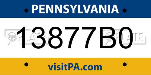 13877B0 Pennsylvania License Plate