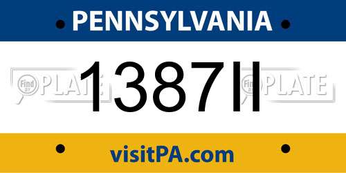 1387II Pennsylvania License Plate