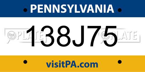 138J75 Pennsylvania License Plate