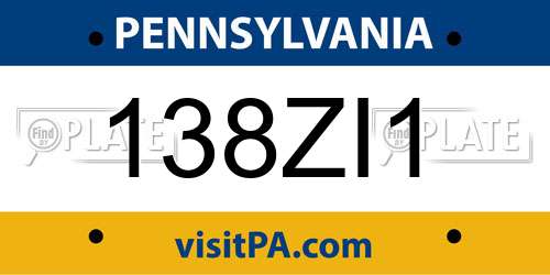 138ZI1 Pennsylvania License Plate