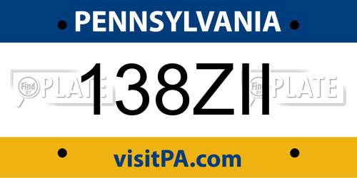 138ZII Pennsylvania License Plate